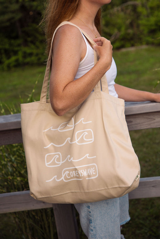 Organic Tote Bag | Line It Up White on Sand