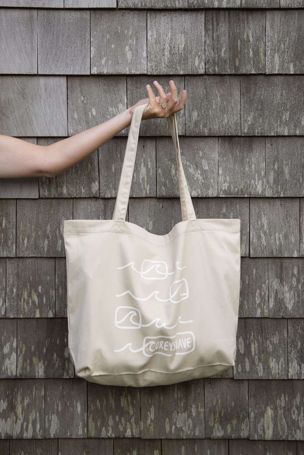 Organic Tote Bag | Line It Up White on Sand