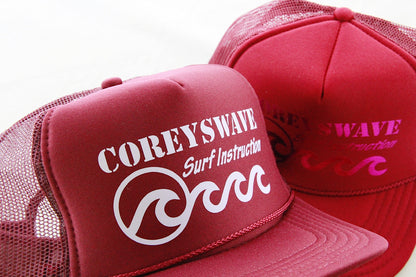 Coreyswave Trucker Hat - Maroon with Heather Purple Logo