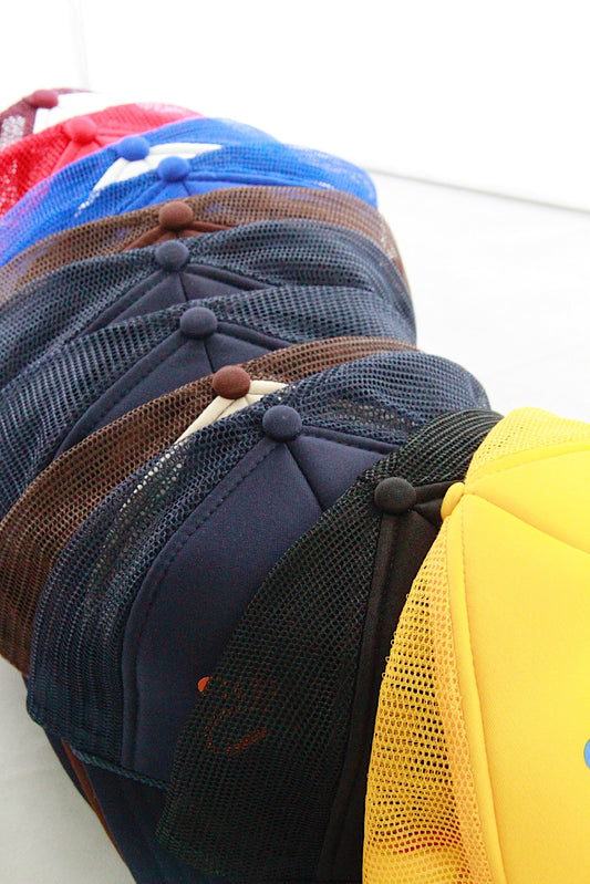 Coreyswave Trucker Hat - Tan with Glossy Gold Logo