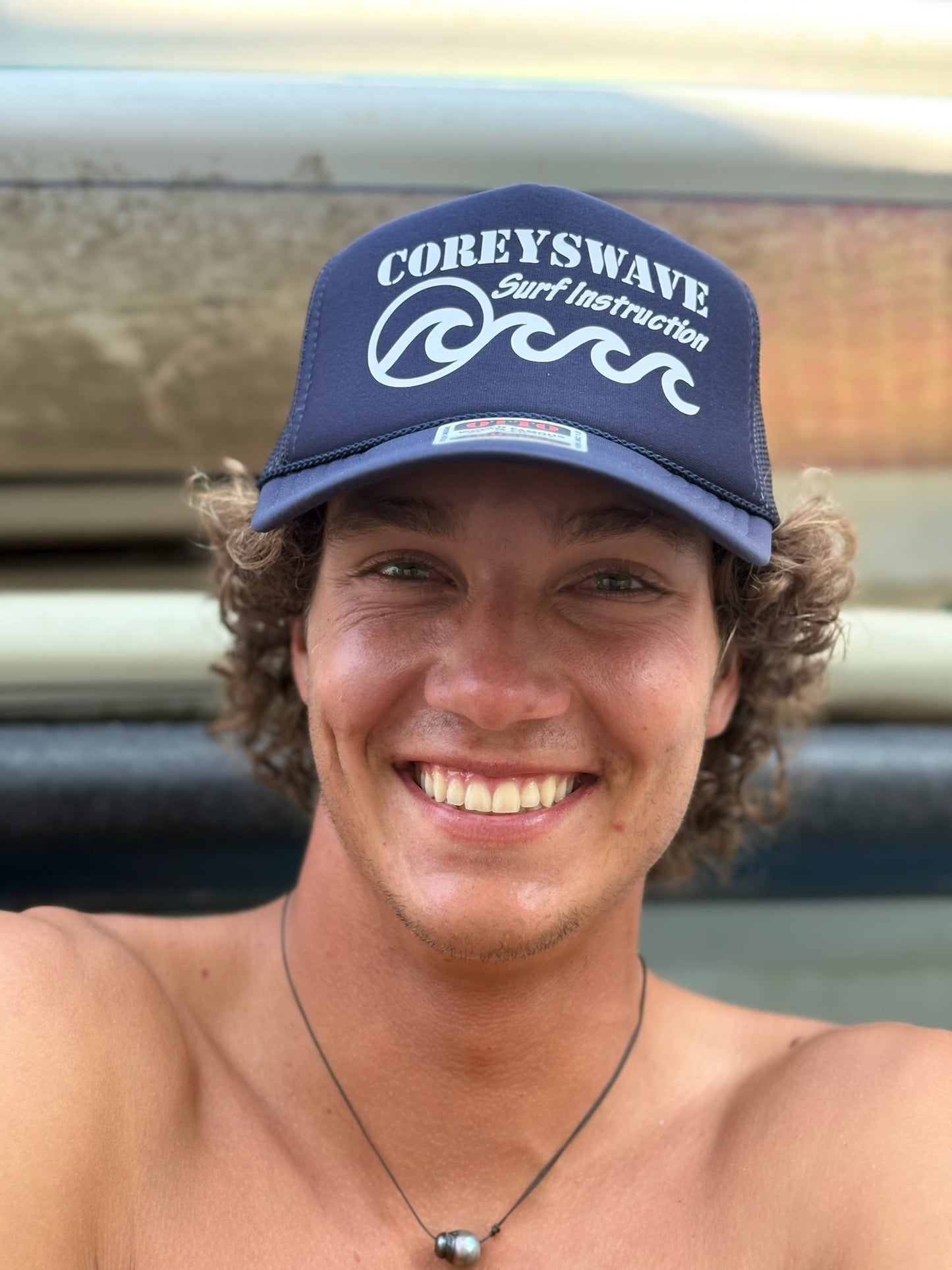 Coreyswave Trucker Hat - Navy with White Logo