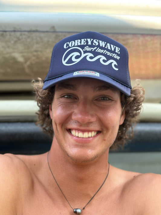 Coreyswave Trucker Hat - Navy with White Logo