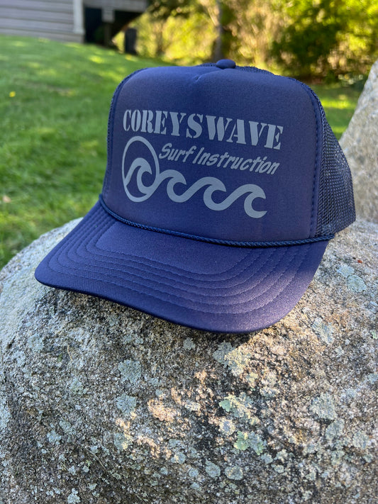 Coreyswave Trucker Hat - Navy with Storm Grey Logo