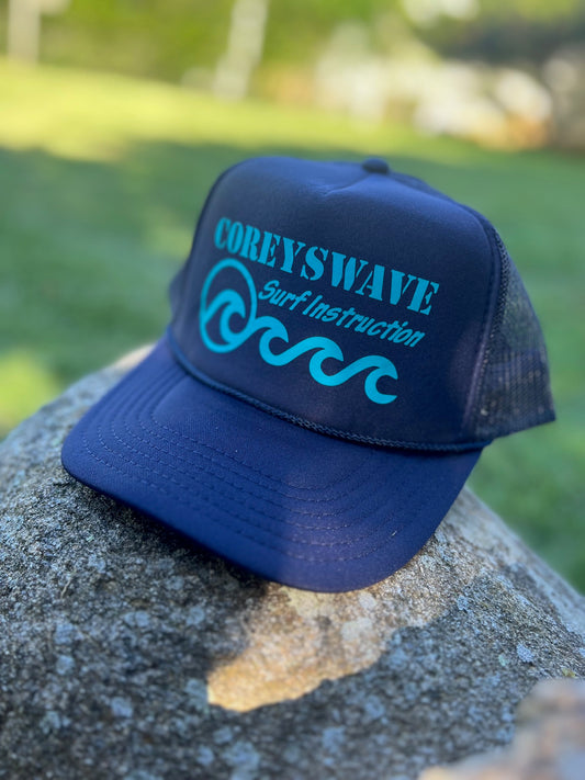 Coreyswave Trucker Hat - Navy with Tiffany Blue Logo