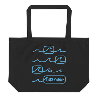 Organic Tote Bag | Line It Up Blue on Black